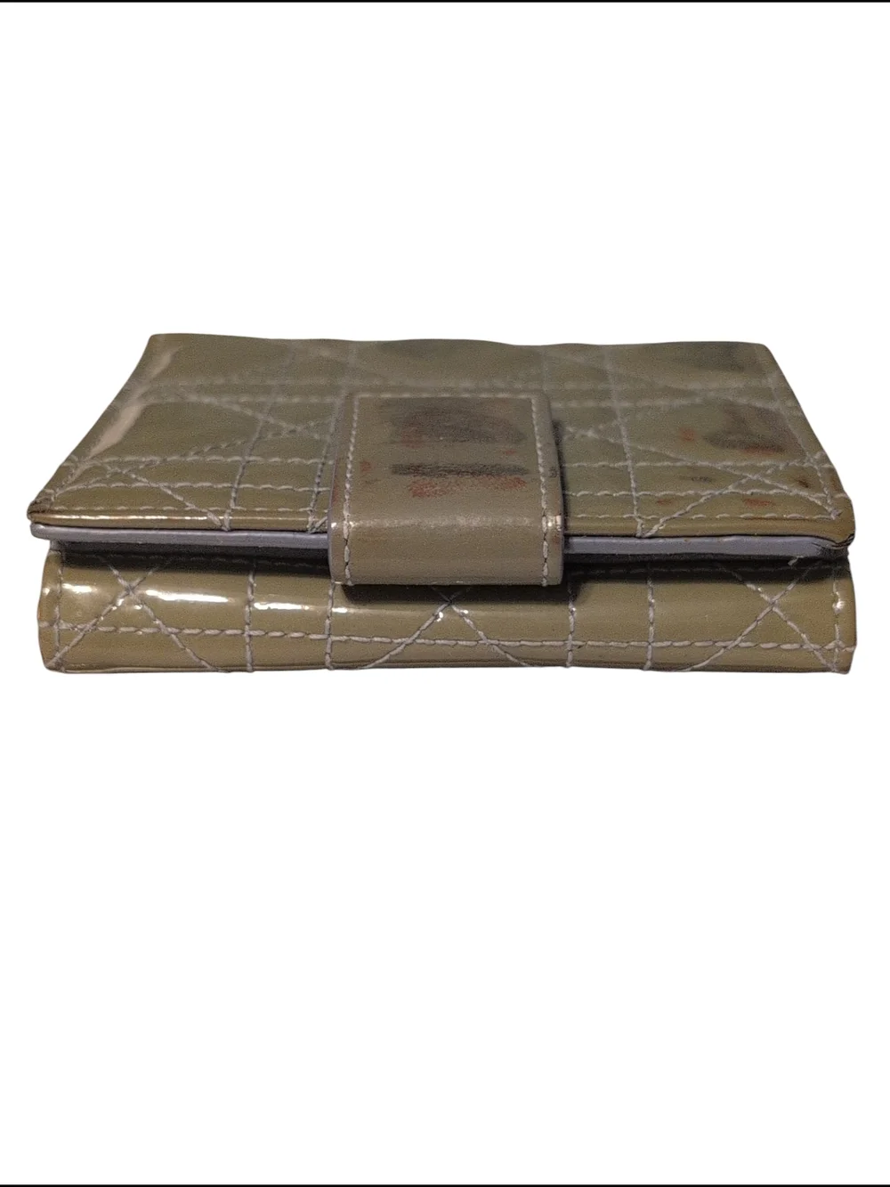 Patent Quilted Gray Snap Wallet